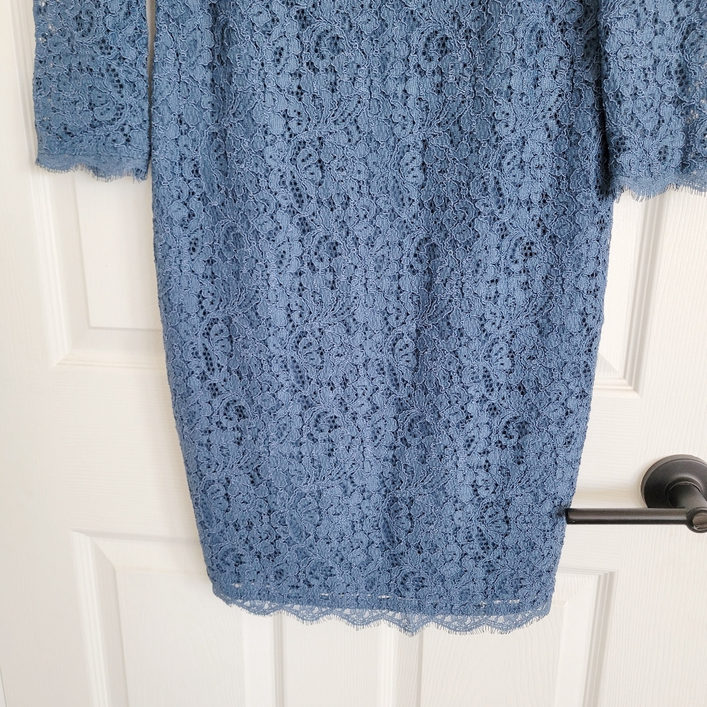 Adrianna Papell Lace Blue Square Neck Mini Dress - image 3